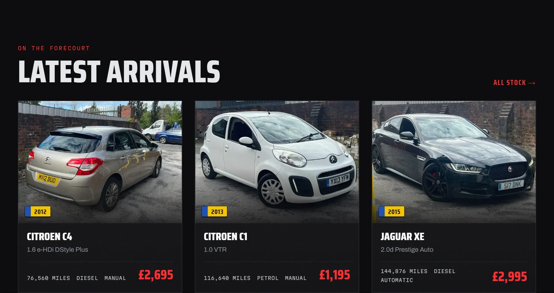 Latest arrivals on the home page