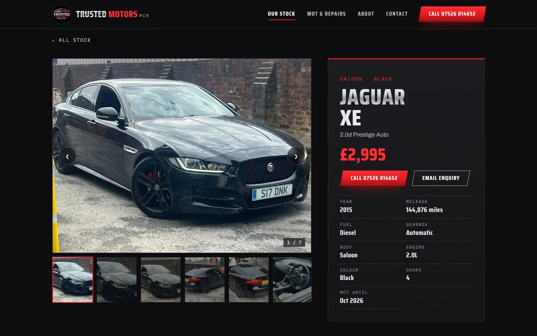 A car detail page