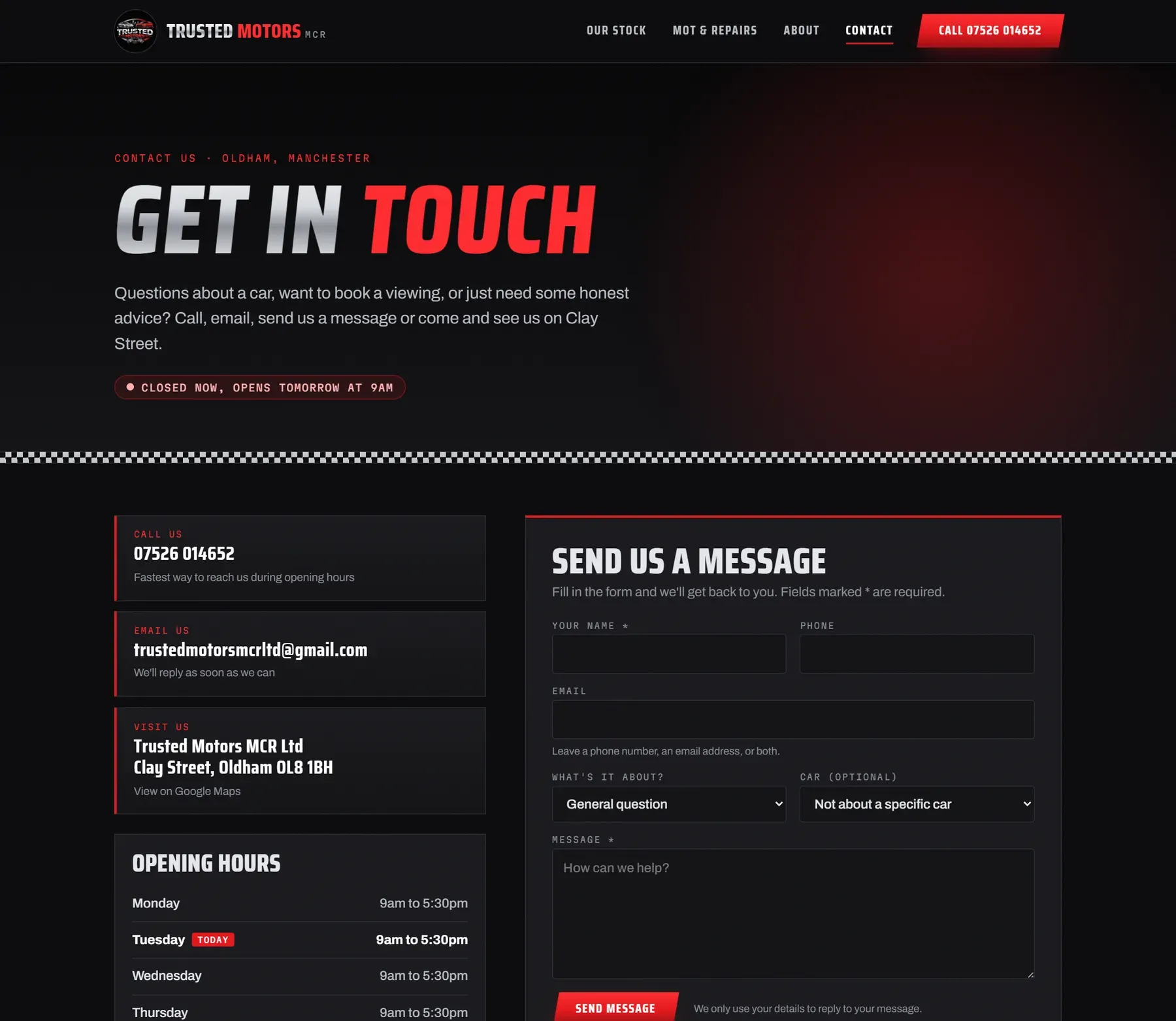 The contact page