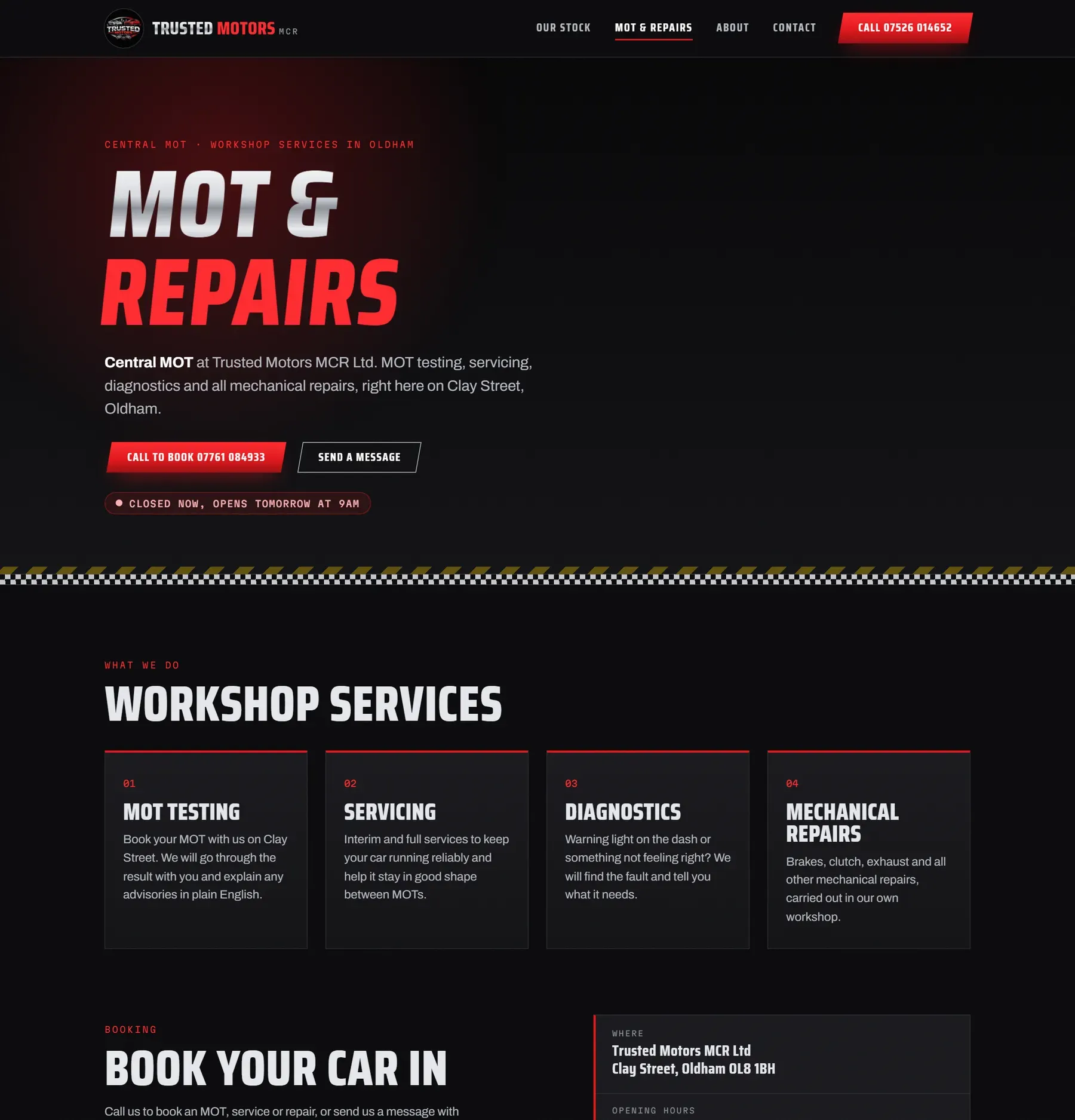 The MOT and repairs page