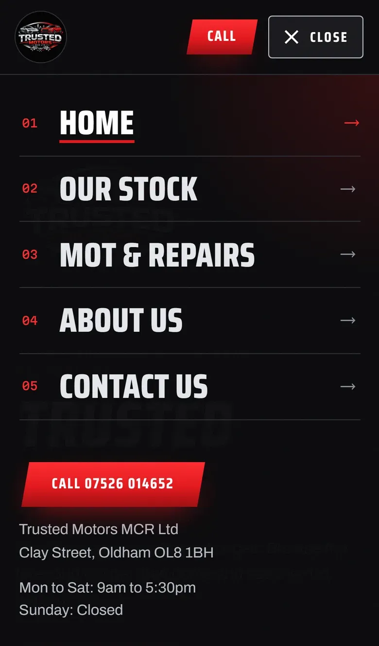 The phone menu open