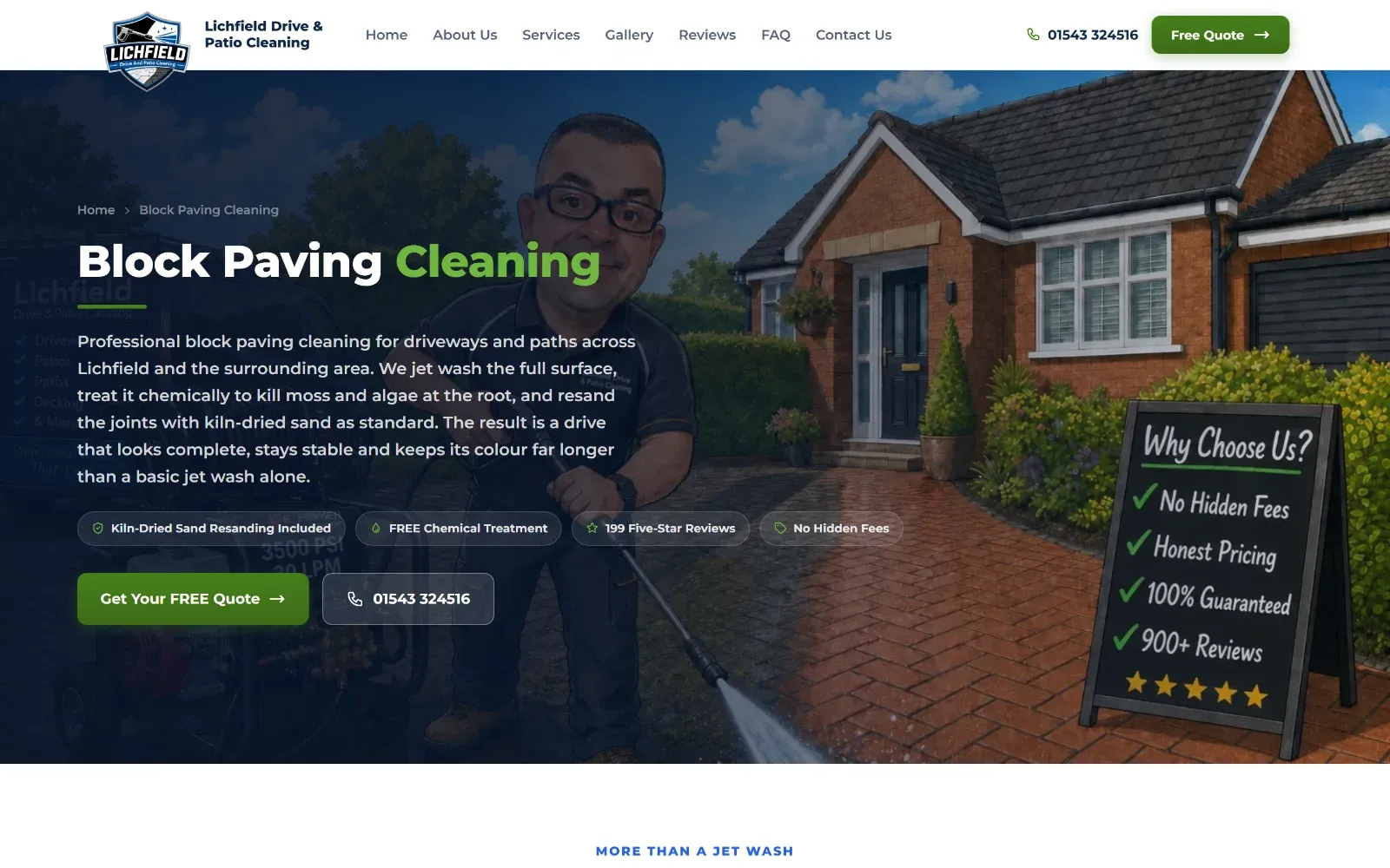 A block paving cleaning service page