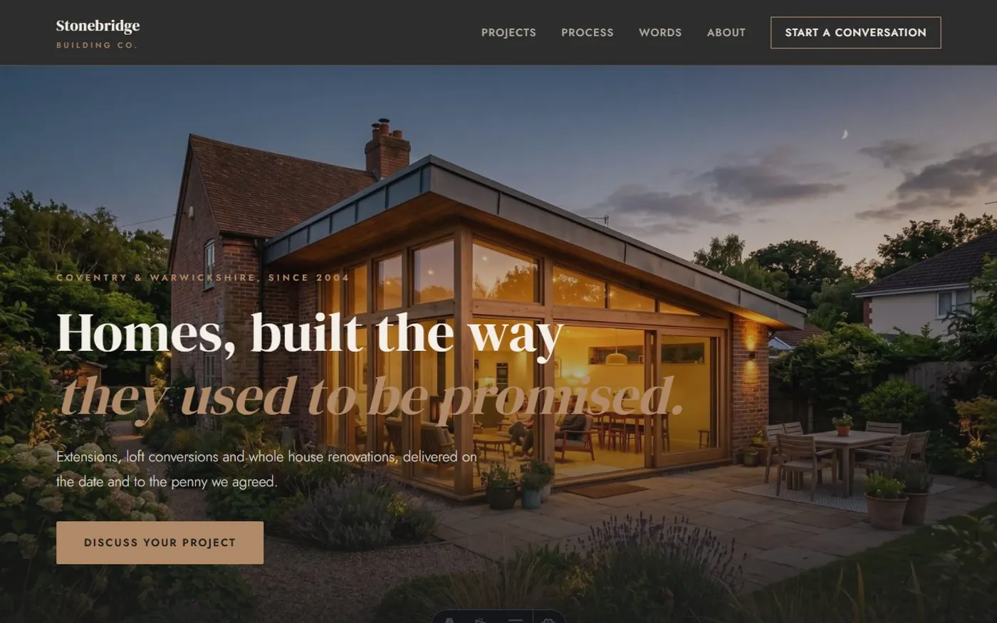 Stonebridge Building Co., a sample builder website we designed