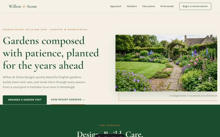 Willow & Stone Garden Design, a sample landscaper website